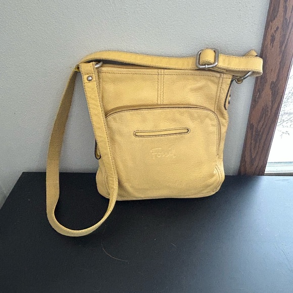 Fossil Handbags - Fossil Yellow Hanover Pebbled Leather Crossbody Bag